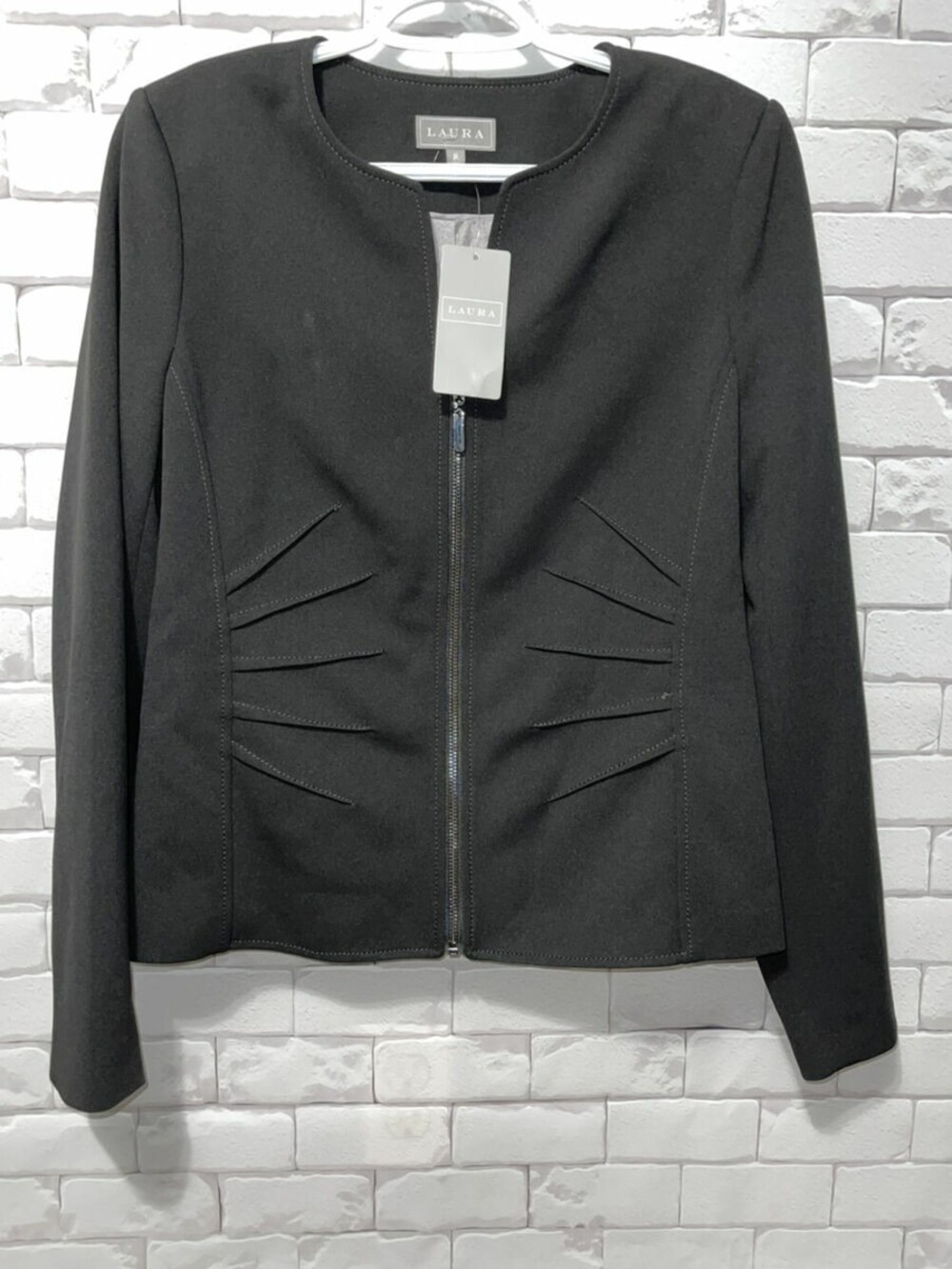 Laura Suit Jacket Womens 8 Black Zip Up Blazer Dress Coat Ladies NWT